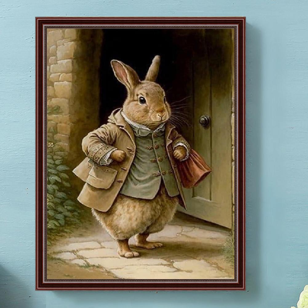 5D DIY Full Round Drill Diamond Painting Gentle Rabbit Kit Home Decor 30x40cm
