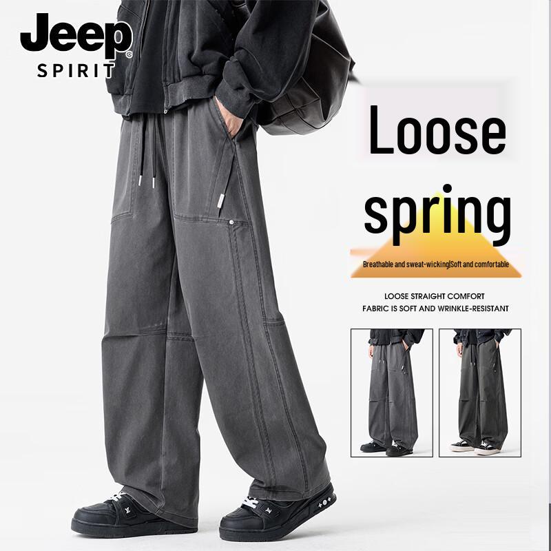 

JEEP SPIRIT Men s Loose Fit Imitation Denim Straight-Leg Cargo Pants XL