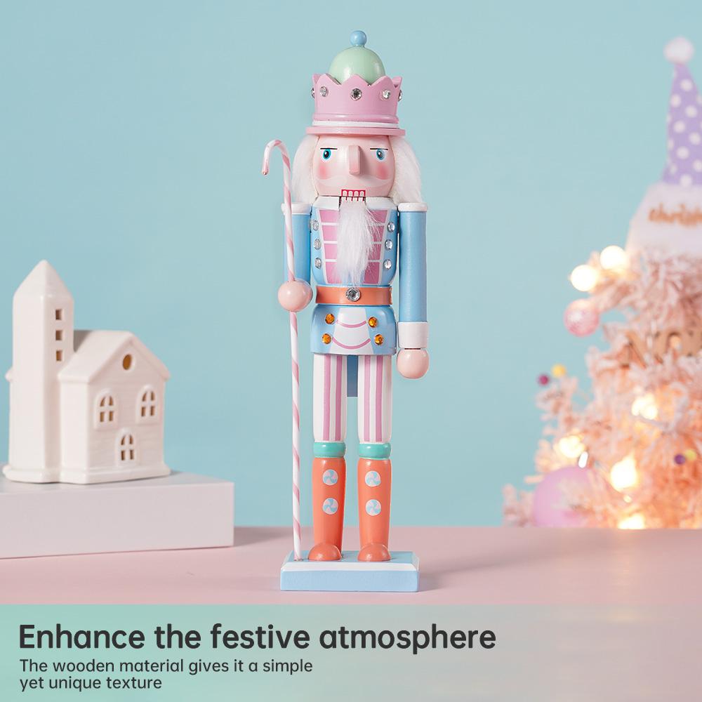 25/30/38/50CM New Candy Nutcracker Soldier Macaron colored solid wood Decoration Gift Crafts Christmas decoration