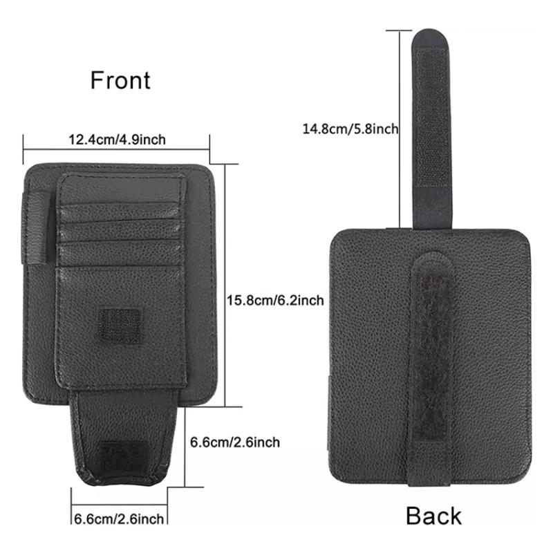 

Car Sun Visor Storage Bag Litchi Texture PU Leather Cards Bills Glasses Holder Black