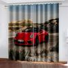 3D Luxury Sports Car Series Living Room Bedroom Home Decoration Sunshade Curtains 2 Panels of Hook Punch