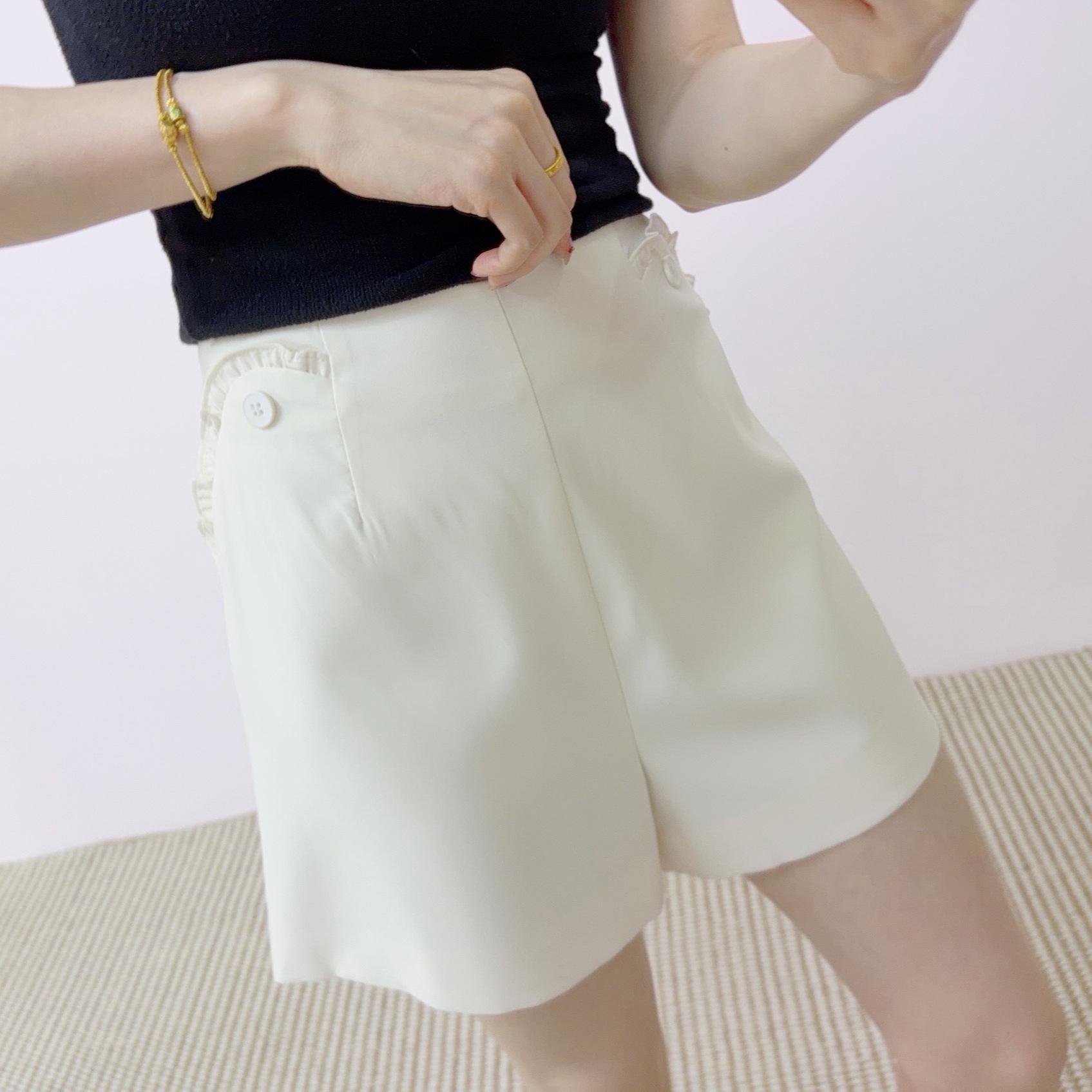 

2026 Summer New Korean Style High-Waist Slimming Drape Shorts L (57.5-62.5 kg) брудно-білий