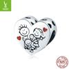 S925 Sterling Silver Warm Family Bracelet Beads, Thanksgiving Heart Oil Drip Beads Bsc237