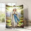1PC Virgin Mary praying painting Faith-printed Flannel Blanket Soft and Warm Suitable for Home Travel Picnics Camping and RV