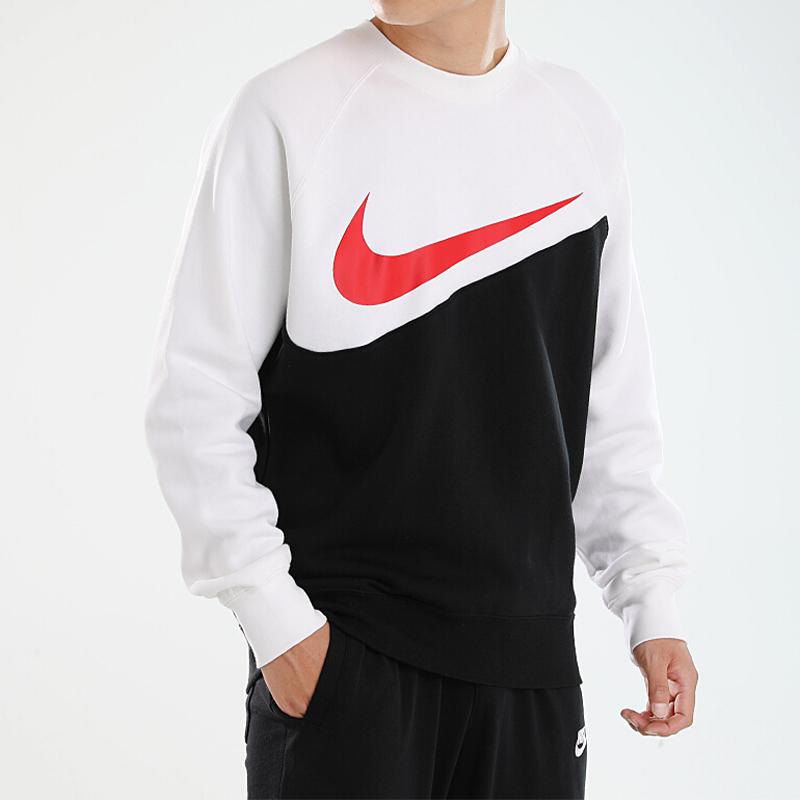 Nike Sportswear Swoosh Crew Neck Sweatshirt Black White Red CZ4922-010