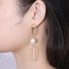 New Elegant Temperament Earrings Generous Pearl Geometric Long Earrings