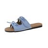 2025 Summer New Fashion Bow Women's Slippers Outdoor Retro Beach Casual Flat Shoes Lightweight Comfortable One Word Slippers