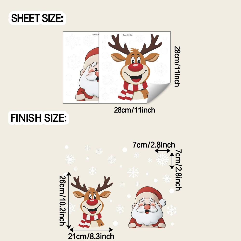 Christmas Atmosphere Santa Claus and Reindeer Snowflake Festive Glass Door and Window Decorative Stickers