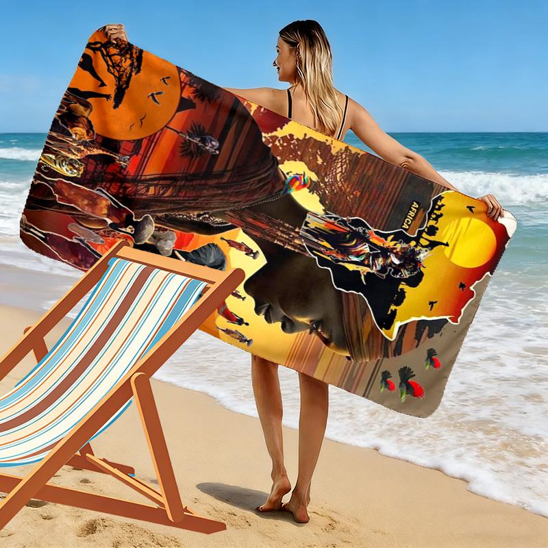 Africa Art Print Beach Towel, Large Soft Quick Dry Towel for Beach Camping Swimming