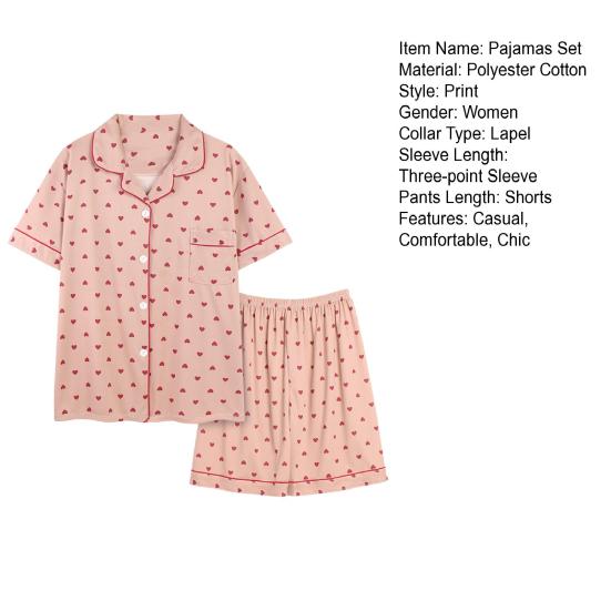 Womens Pajamas Set 2 Piece Button Down Shirts And Shorts Loungerwear Sets Ladies Summer Casual Comfy Sleepwear
