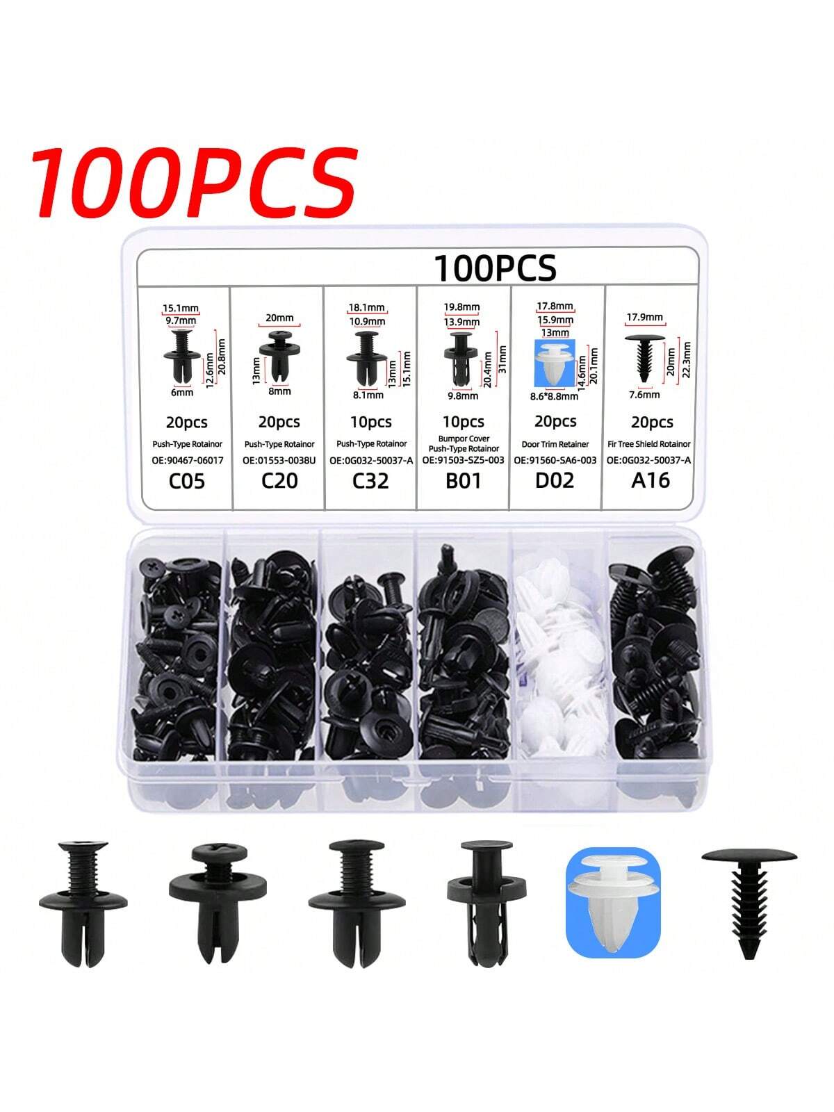 

100 шт. автомобильный крепежный зажим смешанный автомобильный корпус толкающий фиксатор штифт заклепка бампер дверная обшивка панель крепеж комплект автомобильные зажимы 100PCS