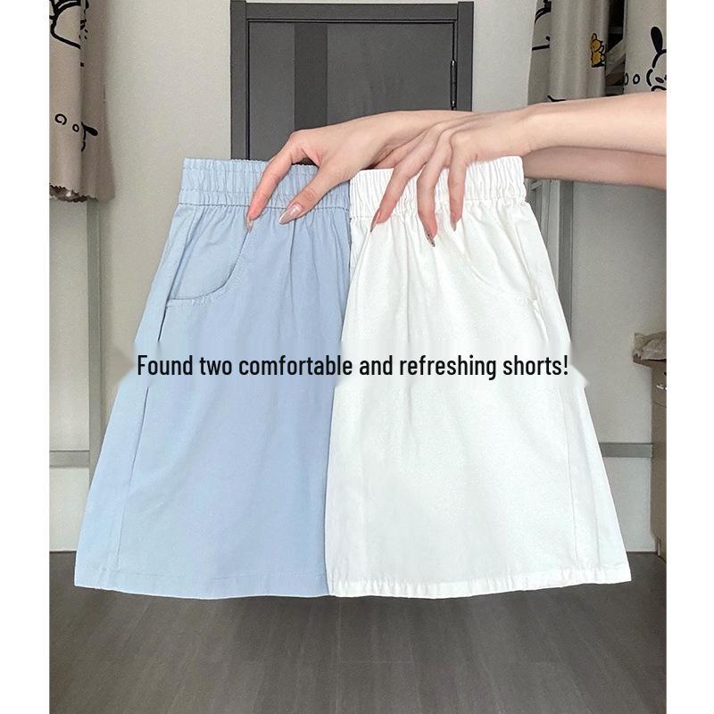 

Women s White High-Waisted Casual Cotton Linen Shorts - Sporty A-Line, Thin, Summer 2025. 2XL (Suitable for 126-145 jin)