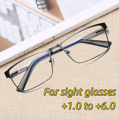 Bein Ältere Presbyopie Brille Männer Quadratischen Metall Großen Rahmen Lesen Frühling Blau Licht Blockieren Augenschutz Brillen