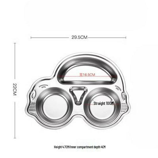 304 Stainless Steel Cartoon Divided Plate for Kids – Perfect for Kindergarten and School Canteens