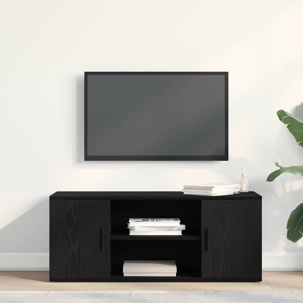 TV Cabinet in Black Oak Look 100 x 35 x 40 cm Engineered Wood