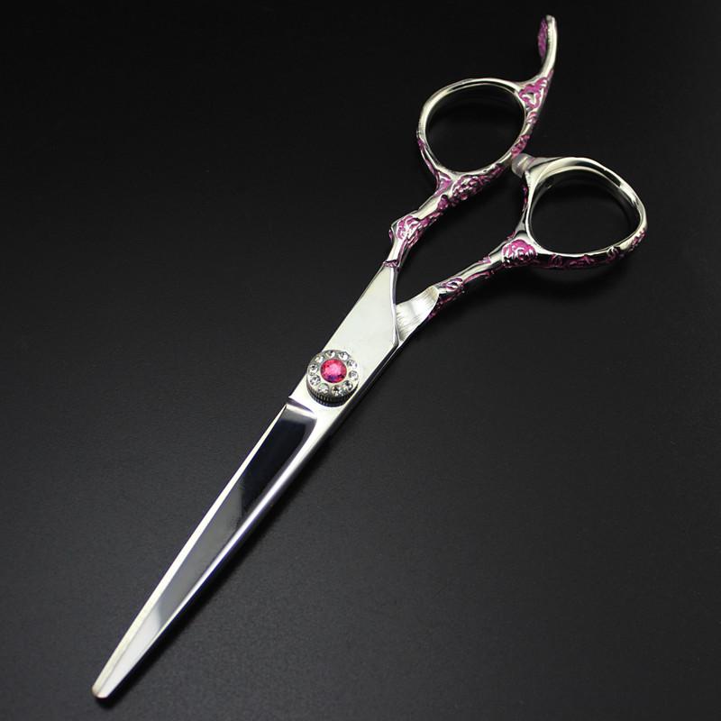 Ciseaux en acier 6 pouces Rose Rose Ciseaux à cheveux Coupe de cheveux Amincissement Ciseaux de coupe de barbier Ciseaux de coiffure