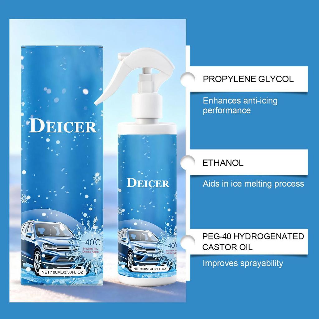 Windschutzscheiben-Enteiser-Sprayflüssigkeit 100 ml Automobil-Eisschmelzflüssigkeit Auto-Glas-Eisschmelzspray Für Fahrer Lkw Wohnmobile SUVs