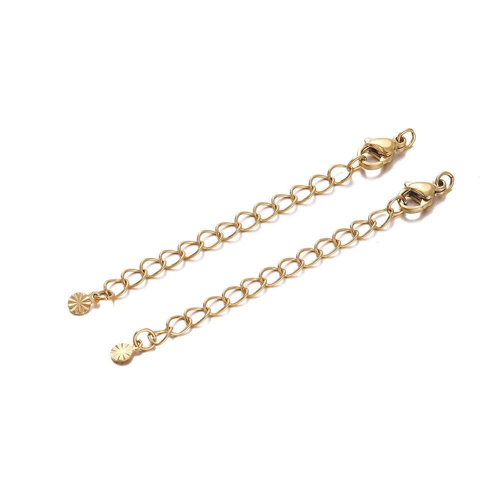 

10 шт., удлинительные цепи из нержавеющей стали с застежками-караками, соединительное звено, ожерелье, изготовление хвоста, аксессуары для браслета «сделай сам», поставки