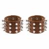 2pcs/set Adjustable Punk Goth Bracelet Wide PU Leather Bangle Leopard Wristband  Harajuku