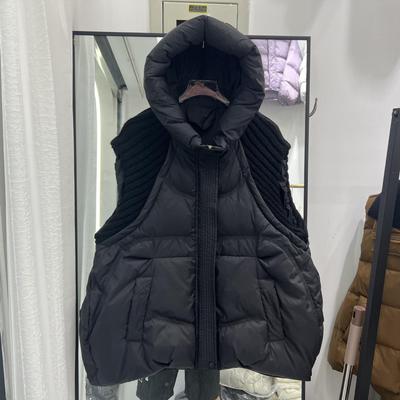 Women's Winter Plus Size Thickened Down Jacket Waistcoat Zip Models Sleeveless Loose Hooded Solid Colour Vest Coat