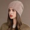 New Style Winter Women Hat Decorate Beanie Hat Rabbit Fur Blend Warm Winter Cap Y2K Female Casual Streetwear Knitted Hat