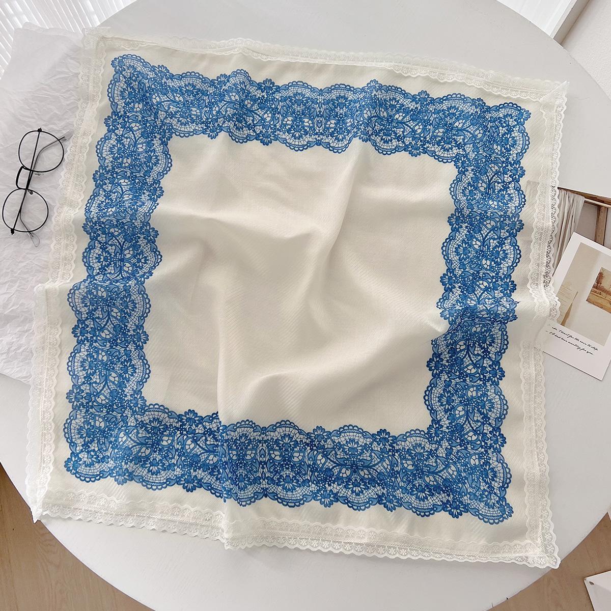 

Маленький свежий кружевной маленький квадратный шарф шелковый шарф женский высококачественный шарф на шею универсальный платок для головы декоративный шарф для защиты шеи 60-60cm