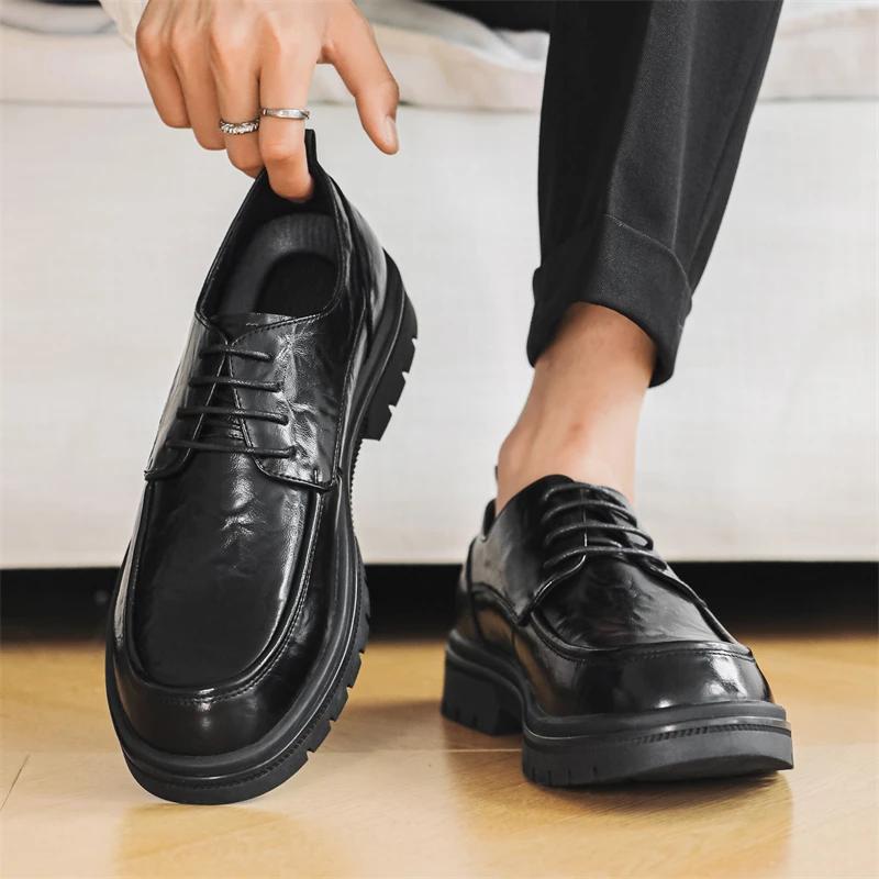 Spring Lace Up Leisure Men Business Comfort Platform High Quality Oxford Shoes Men's Walking Shoes Leisure Walking Wedding Shoes