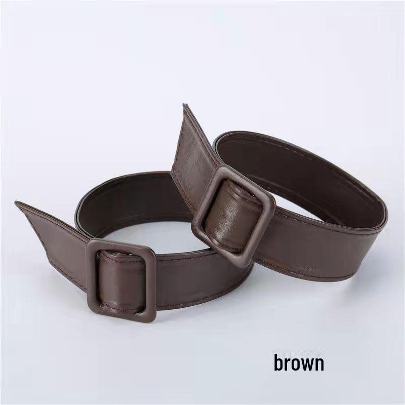 Women's Soft Leather Windbreaker Cuffs with Straps - Lace-Up, Decorative Cloth Accessory