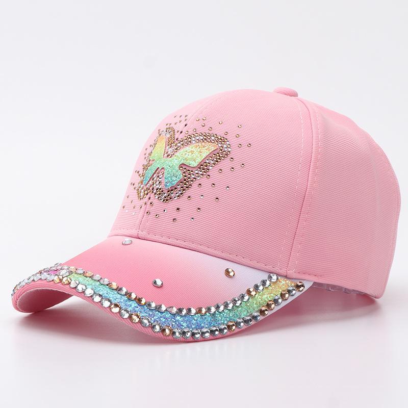 Xiyin strass fjäril hjärta basebollkeps dammode gradient anknäbbshatt