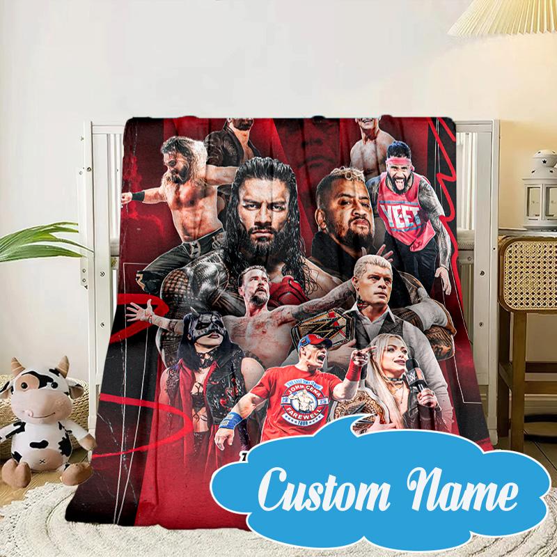 Custom Name Wrestling Entertainment Blanket bed sofa Blanket Flannel Blanket for Camping, Hiking, Picnic Essentials,gift for Fan family