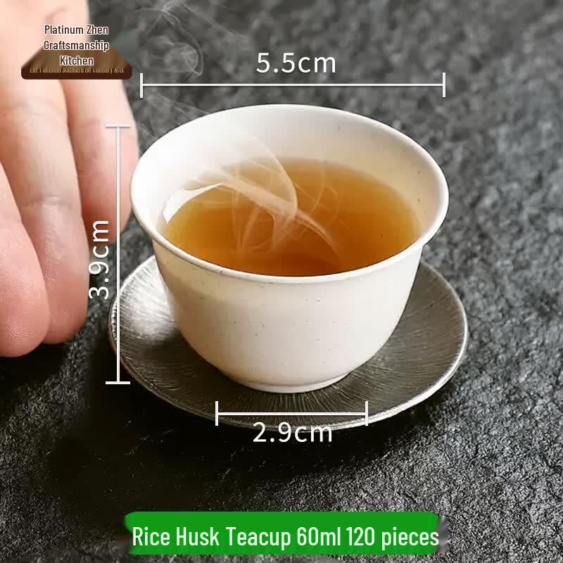 BoZhen Craftsman Chef Disposable Rice Husk Tea Cups, 60ml, 120-Count