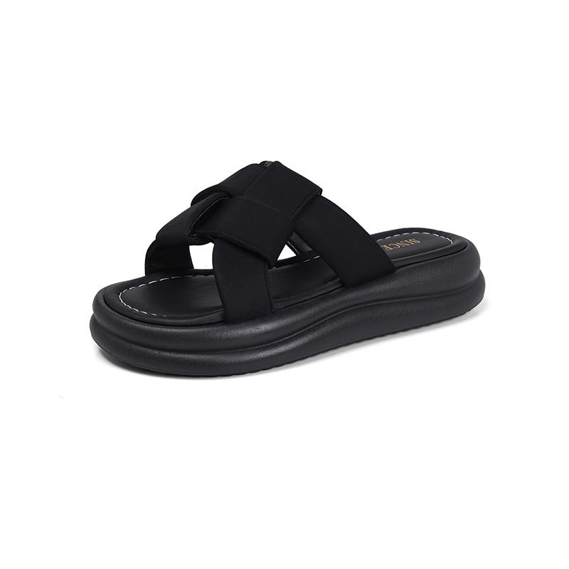 Sandales d'été noires pour femmes, décontractées, mignonnes, à plateforme, grande taille, augmentant la hauteur, sandales compensées