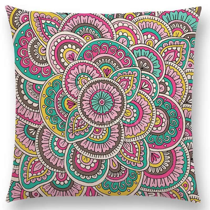 Neuheiten Boho Bunt Sonnenaufgang Regenbogen Diamantblumen Blüte Paisley Blumenmuster Mandalas Drucke Kissenbezug Kissen