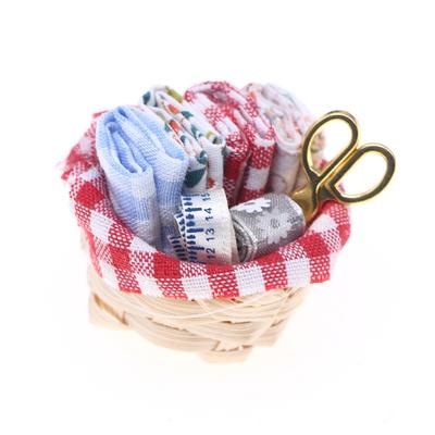 1 Takım 1:12 Bebek Evi Minyatür Dikiş Kumaş Sepeti Cetvel Makas Ev Model Dekor Oyuncak Bebek Evi Aksesuarları