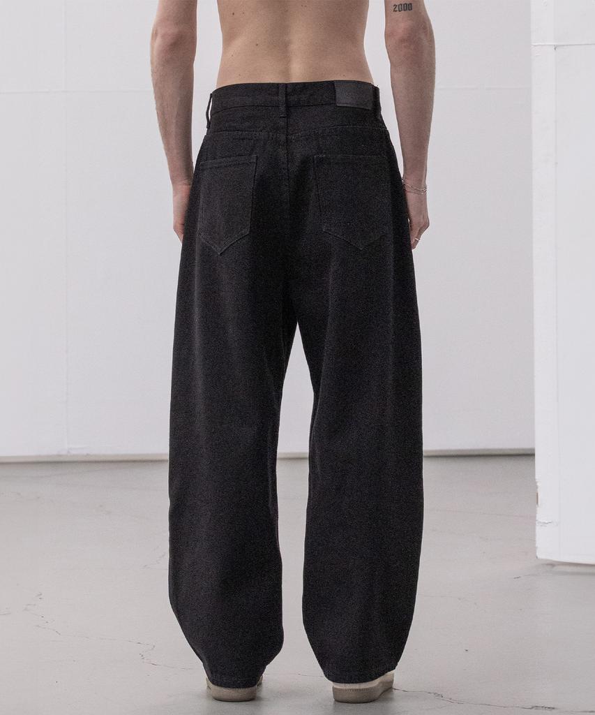 Dekkoloso Washed Cotton One-Pleat Wide Pants [Black]