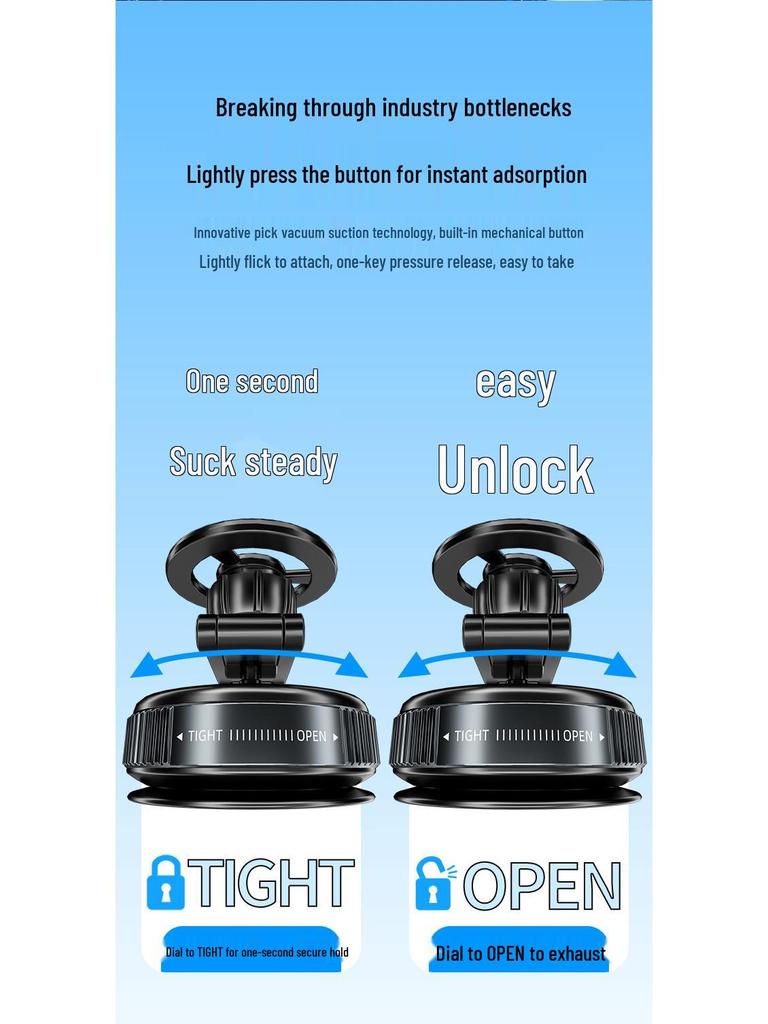 Magnetic Car Mount: 2026 Rotating & Folding Vacuum Suction Holder with Strong Magnetic Force for Car Navigation