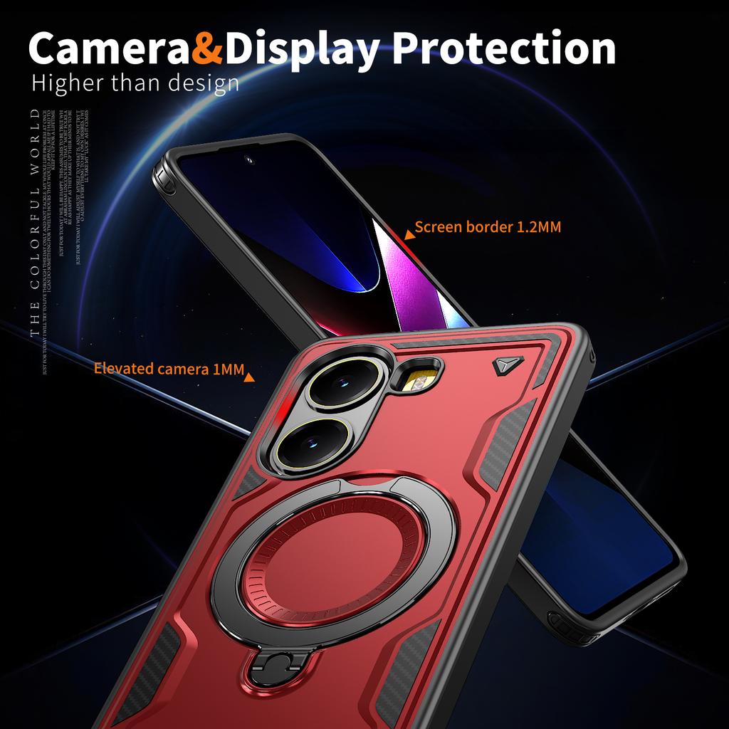 For Xiaomi Poco F7 C71 X7/Redmi A5/Redmi Turbo 4 Pro Plastic Hard Shell Rotating Ring Holder Magnetic Charging Phone Case Shell