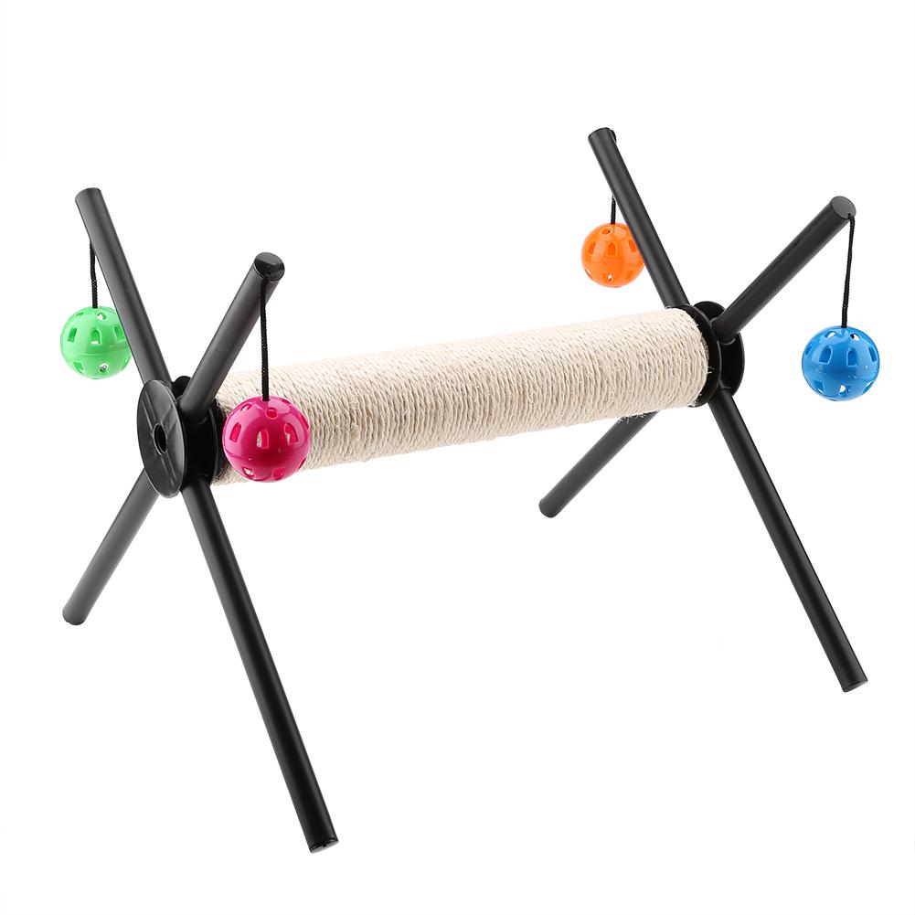 Multifunktionale Kratzsäule für Katzen mit 4 Glöckchenbällen Stabile Konstruktion Katzenspielzeug