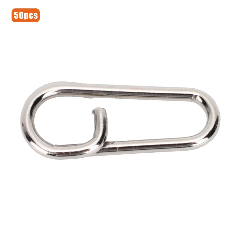 50PCS Powerful Oval Stainless Steel Fishing Clips Snaps Connector Interlock Accessories