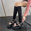 Women Kawaii Lolita Shoes Japanese Style Vintage Student Girls Pearl Bow Comfort Pumps Round Head Platform High Heels
