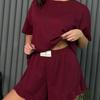 Women Fashion Casual Short Sleeve Round Neck T Shirt And Shorts Two Piece Set