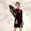 Chinese-Style Slimming Qipao Dress, Mid-Sleeve Elegant Feminine Cheongsam for Women