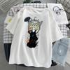 Women's 3D White Dragon Pattern Short Sleeve Japanese Anime Pullover Casual Fashion Plus Size Round Neck Short Sleeve T-shirt XS-6XL