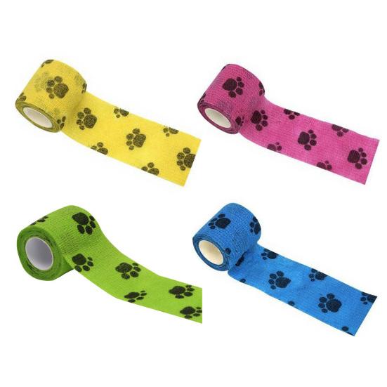 2 Inch X 5 Yards Dog Paw Cover Self-Adhesive Pet Vet Wrap with Colorful