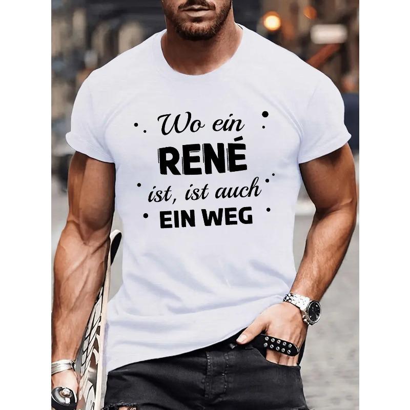Fun German RENE Men s Short Sleeve T-shirt Summer T-shirt Top S