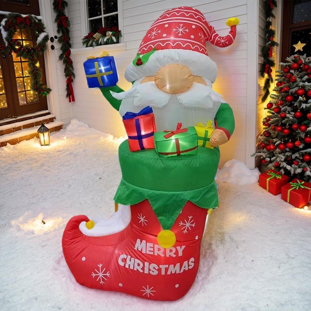 1.5M Christmas Inflate Model LED Lights Santa Claus Christmas Decoration Glowing Inflatable Santa Claus for Christmas Party Yard