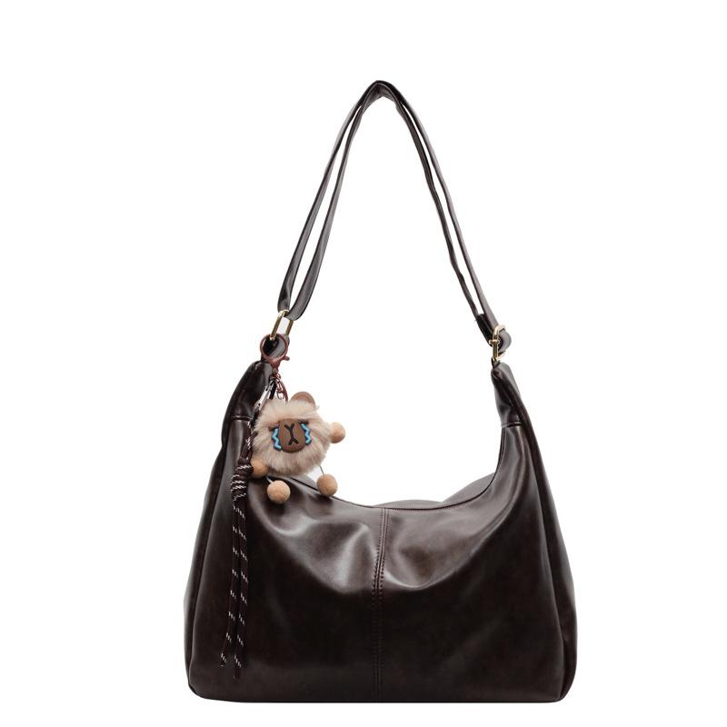 Tote bag women's large capacity 2025 new trendy versatile spring and summer soft leather shoulder messenger bag casual student class bag