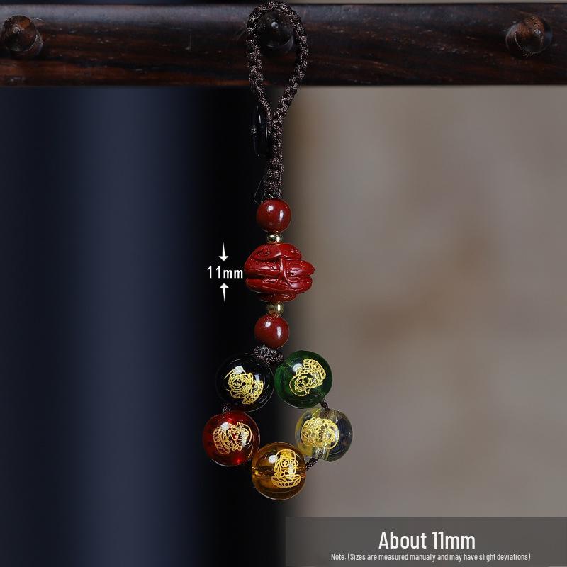 Vermilion Birth Year Pendant: Five Directions Wealth God Snake Zodiac Keychain Ornament (Unisex).