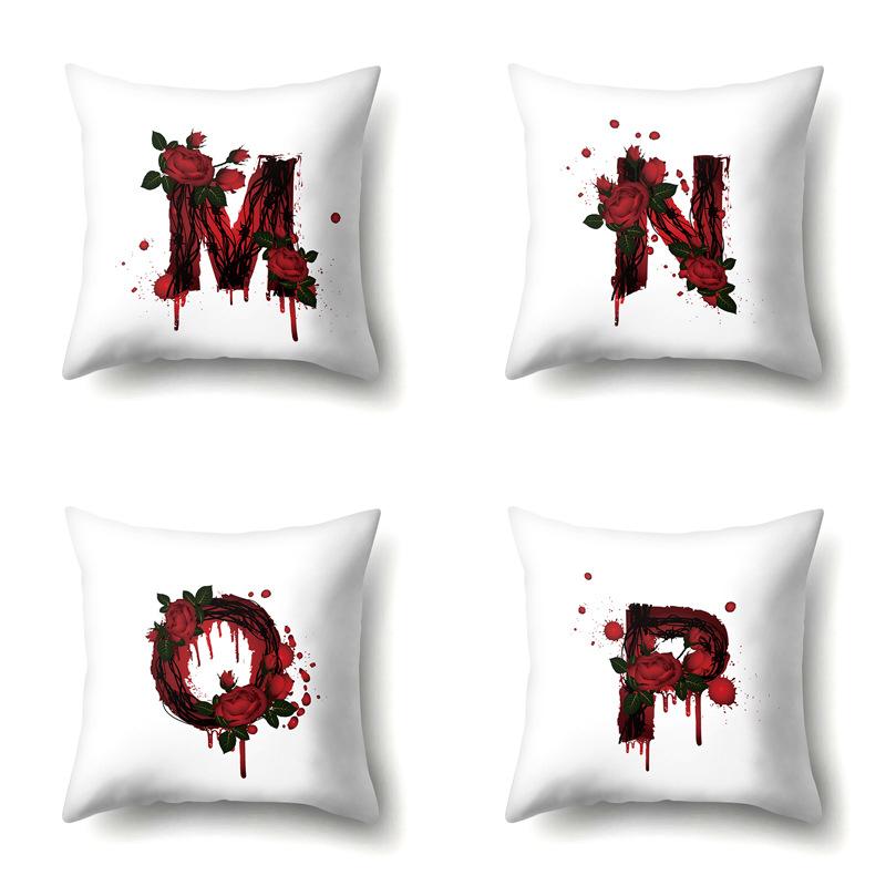 Halloween Polyester Kissenbezug Rose Kopfteil Auto Taille 26 Englische Buchstaben Gedruckter Kissenbezug