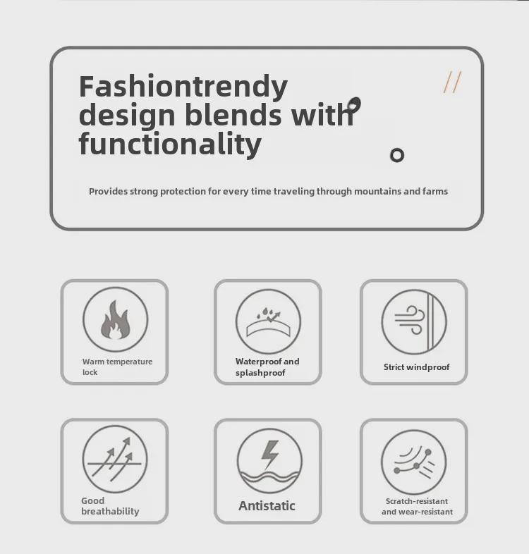 Veste 3-en-1 Coupe-vent Imperméable pour Femme avec Doublure Plus Velours, Épaissie pour l'Automne/Hiver, Style Alpinisme Couleur Contrastée pour Homme.